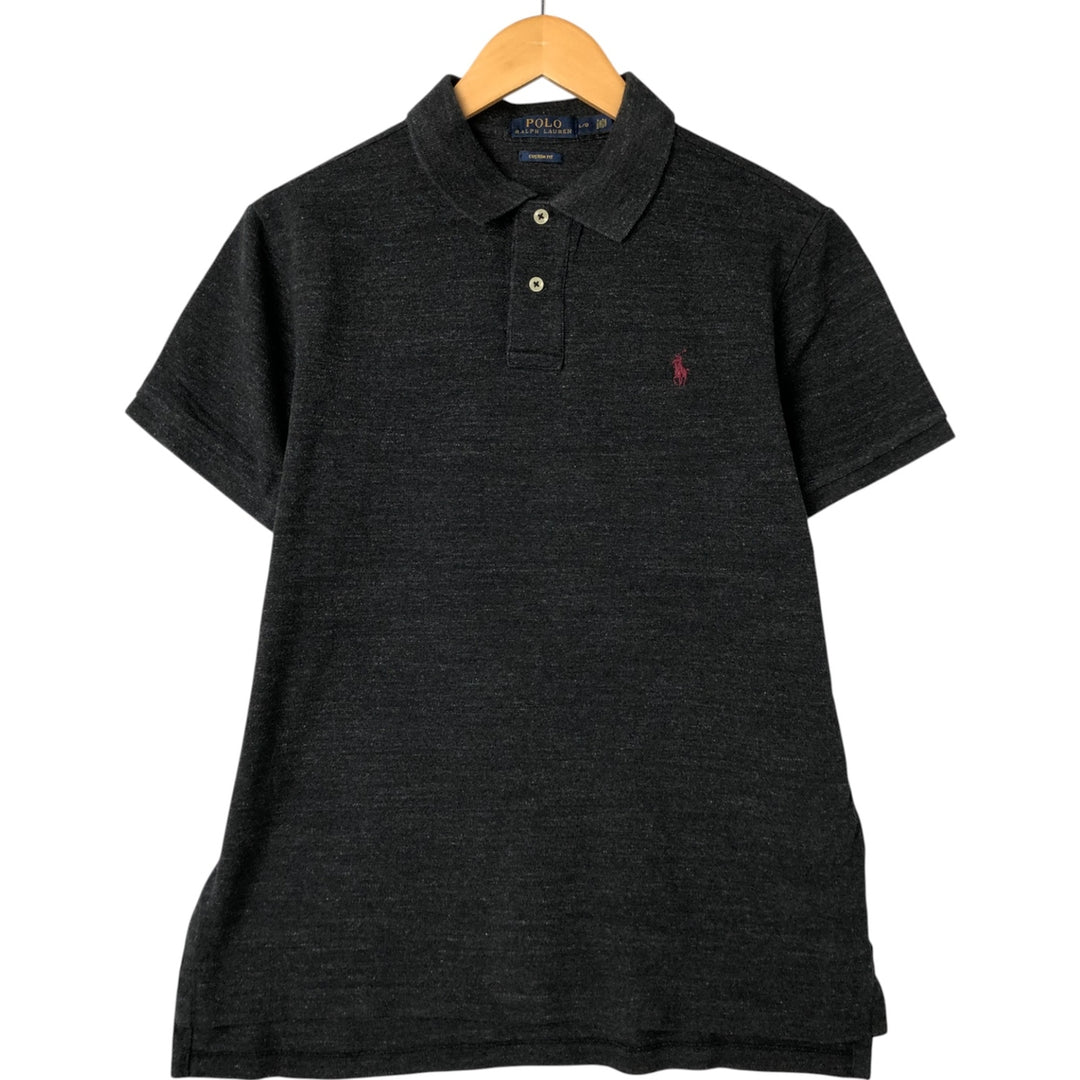 Ralph Lauren POLO RALPH LAUREN CUSTOM FIT short sleeve polo shirt men's size L cotton black type Vintage Second Hand