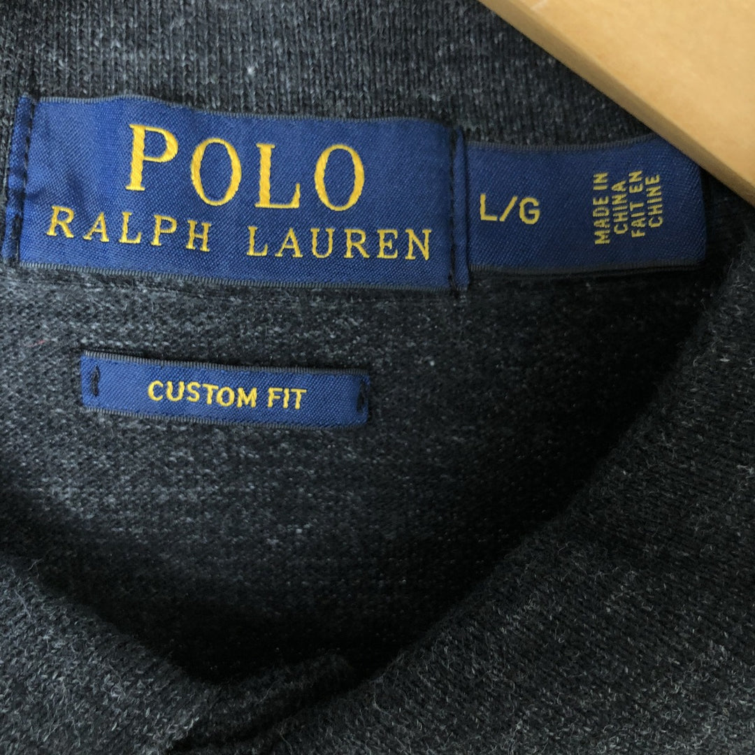 Ralph Lauren POLO RALPH LAUREN CUSTOM FIT short sleeve polo shirt men's size L cotton black type Vintage Second Hand