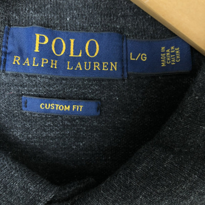 Ralph Lauren POLO RALPH LAUREN CUSTOM FIT short sleeve polo shirt men's size L cotton black type Vintage Second Hand