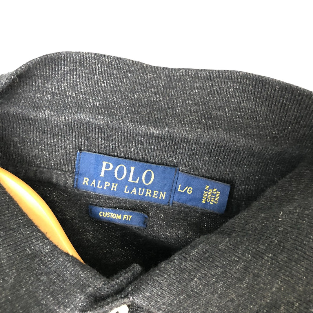 Ralph Lauren POLO RALPH LAUREN CUSTOM FIT short sleeve polo shirt men's size L cotton black type Vintage Second Hand