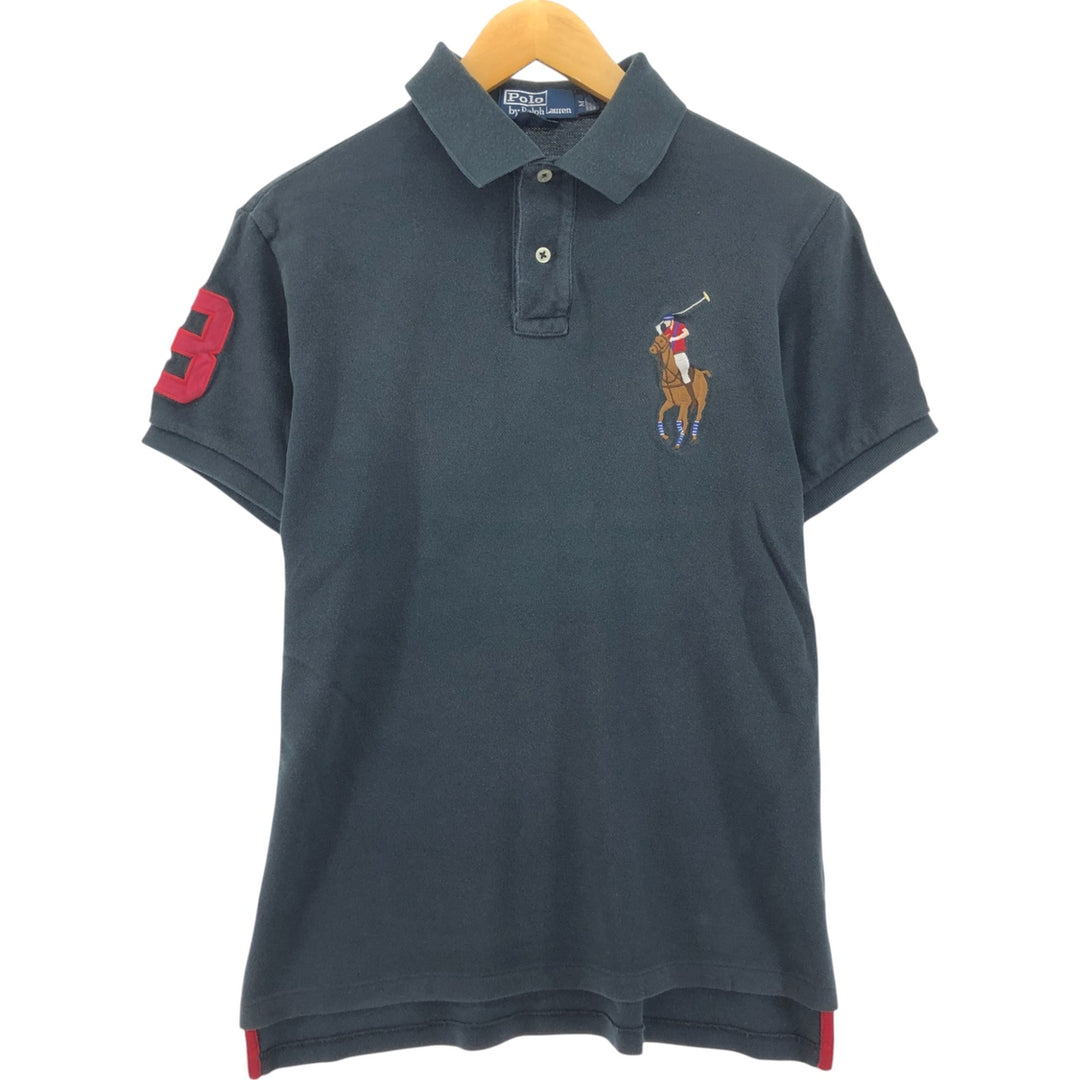 Ralph Lauren POLO by Ralph Lauren CUSTOM FIT Big Pony Short Sleeve Polo Shirt Men's M size cotton Green type dark green Vintage Second Hand