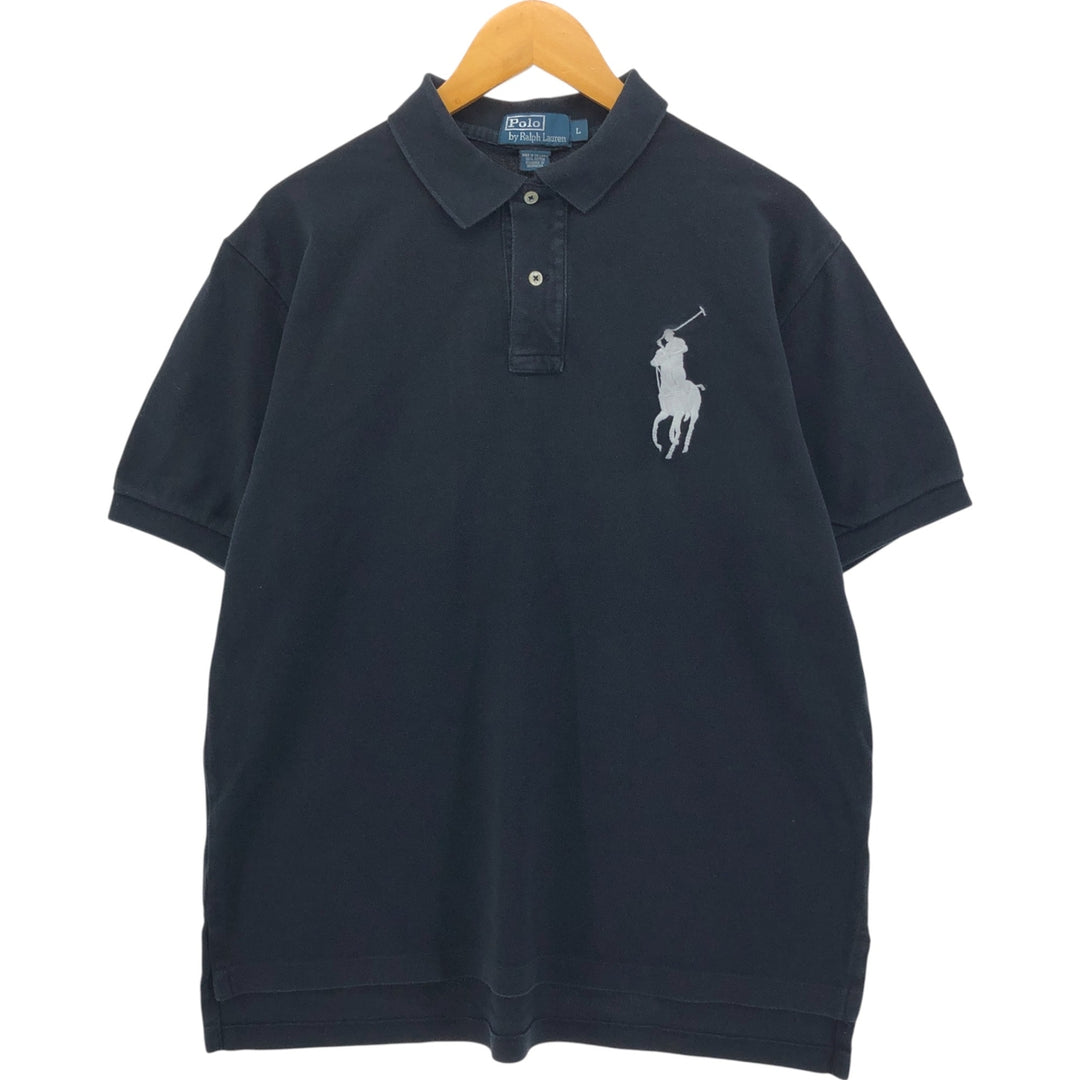 Ralph Lauren POLO by Ralph Lauren Big Pony Short Sleeve Polo Shirt Men's Size L cotton black type Vintage Second Hand