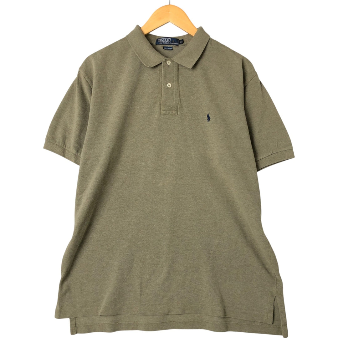 Ralph Lauren POLO by Ralph Lauren short sleeve polo shirt, men's XL size cotton Khaki type sage green Vintage Second Hand