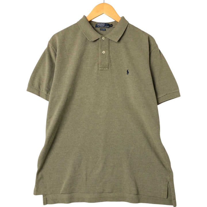 Ralph Lauren POLO by Ralph Lauren short sleeve polo shirt, men's XL size cotton Khaki type sage green Vintage Second Hand