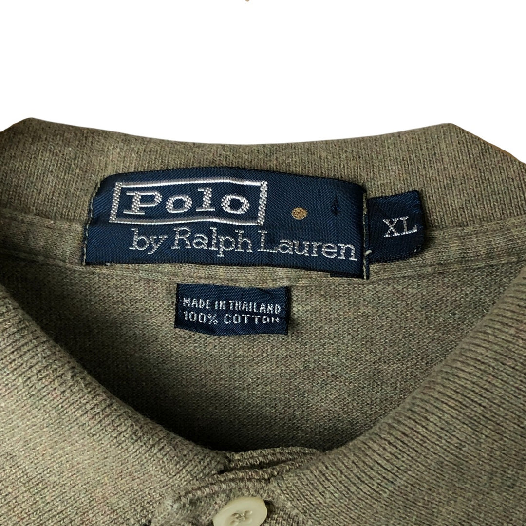 Ralph Lauren POLO by Ralph Lauren short sleeve polo shirt, men's XL size cotton Khaki type sage green Vintage Second Hand