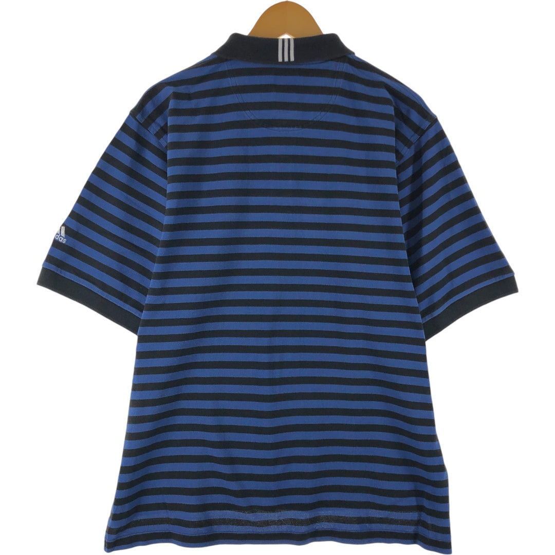 Adidas short sleeve striped polo shirt, men's size L cotton black type Vintage Second Hand