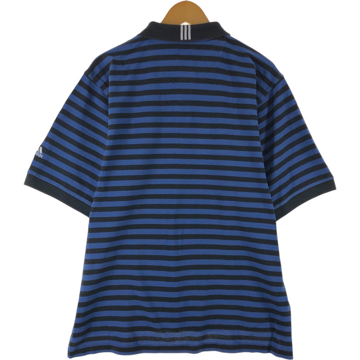 Adidas short sleeve striped polo shirt, men's size L cotton black type Vintage Second Hand