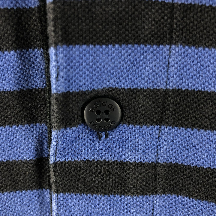 Adidas short sleeve striped polo shirt, men's size L cotton black type Vintage Second Hand