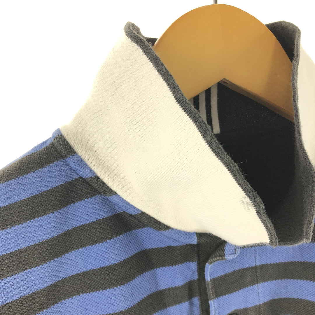 Adidas short sleeve striped polo shirt, men's size L cotton black type Vintage Second Hand