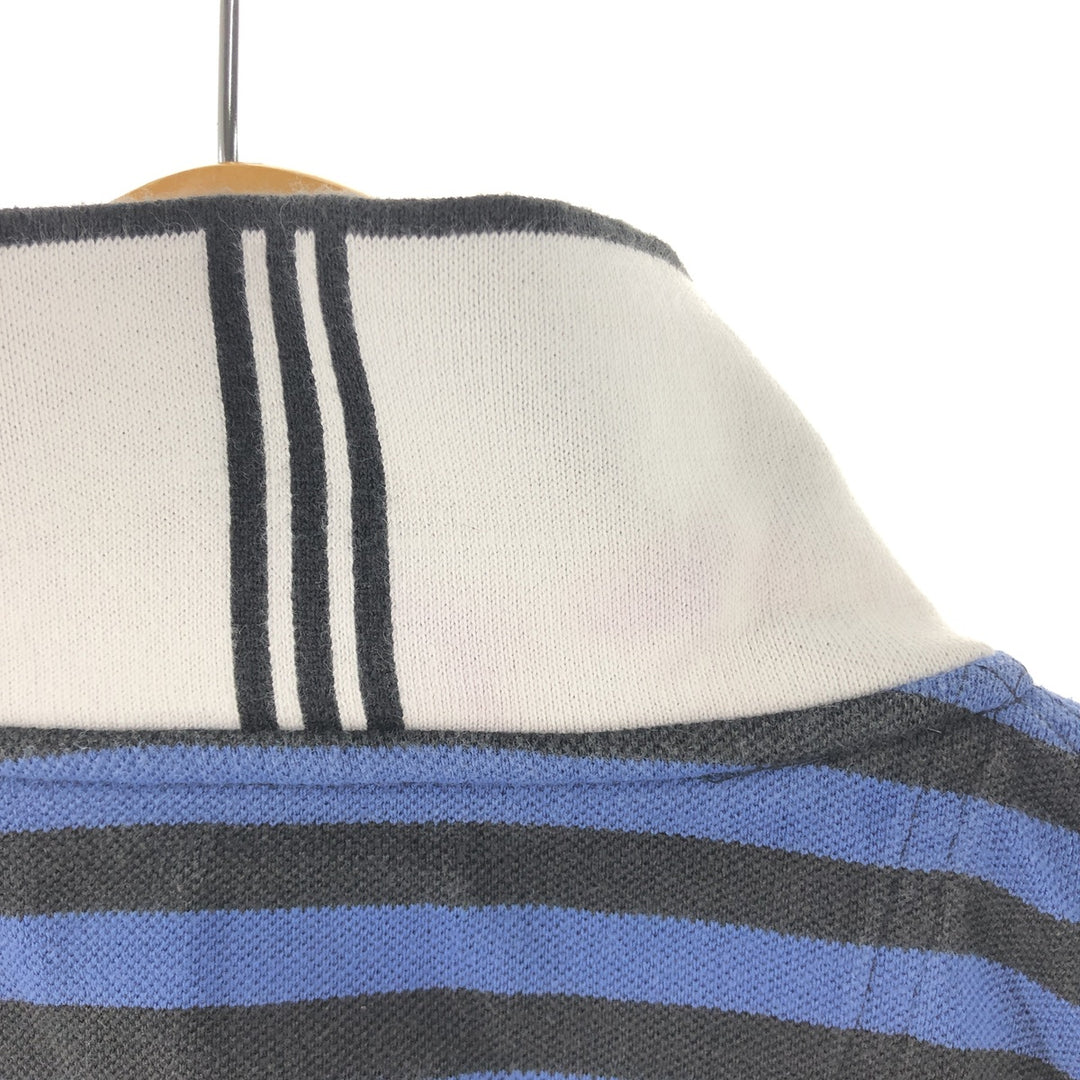 Adidas short sleeve striped polo shirt, men's size L cotton black type Vintage Second Hand