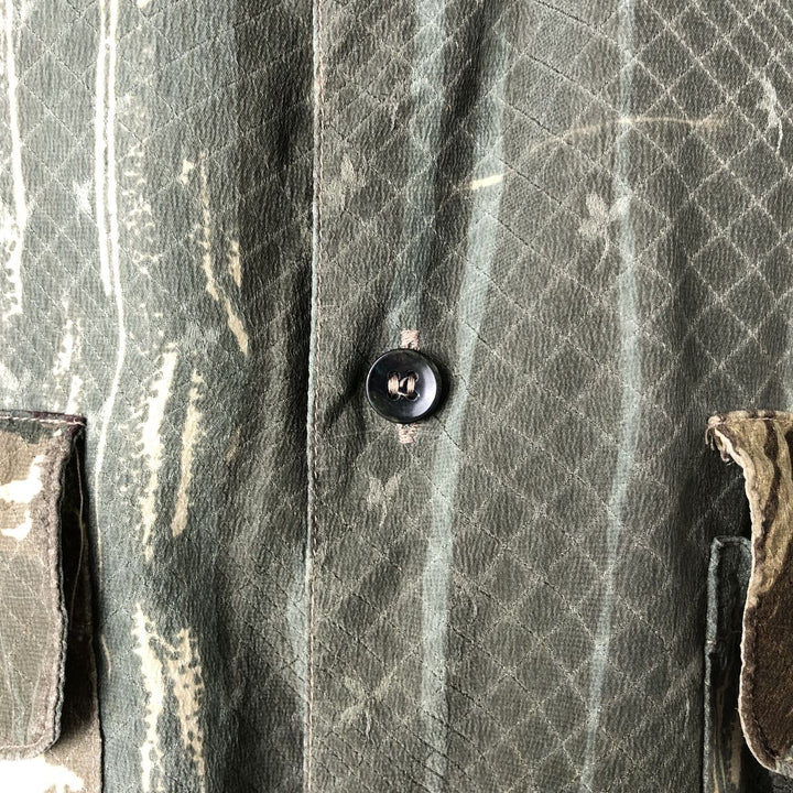 80s-90'S Gooch All-over Print Short Sleeve Silk Shirt, Men's Size S, Vintage silk Khaki type Vintage Second Hand