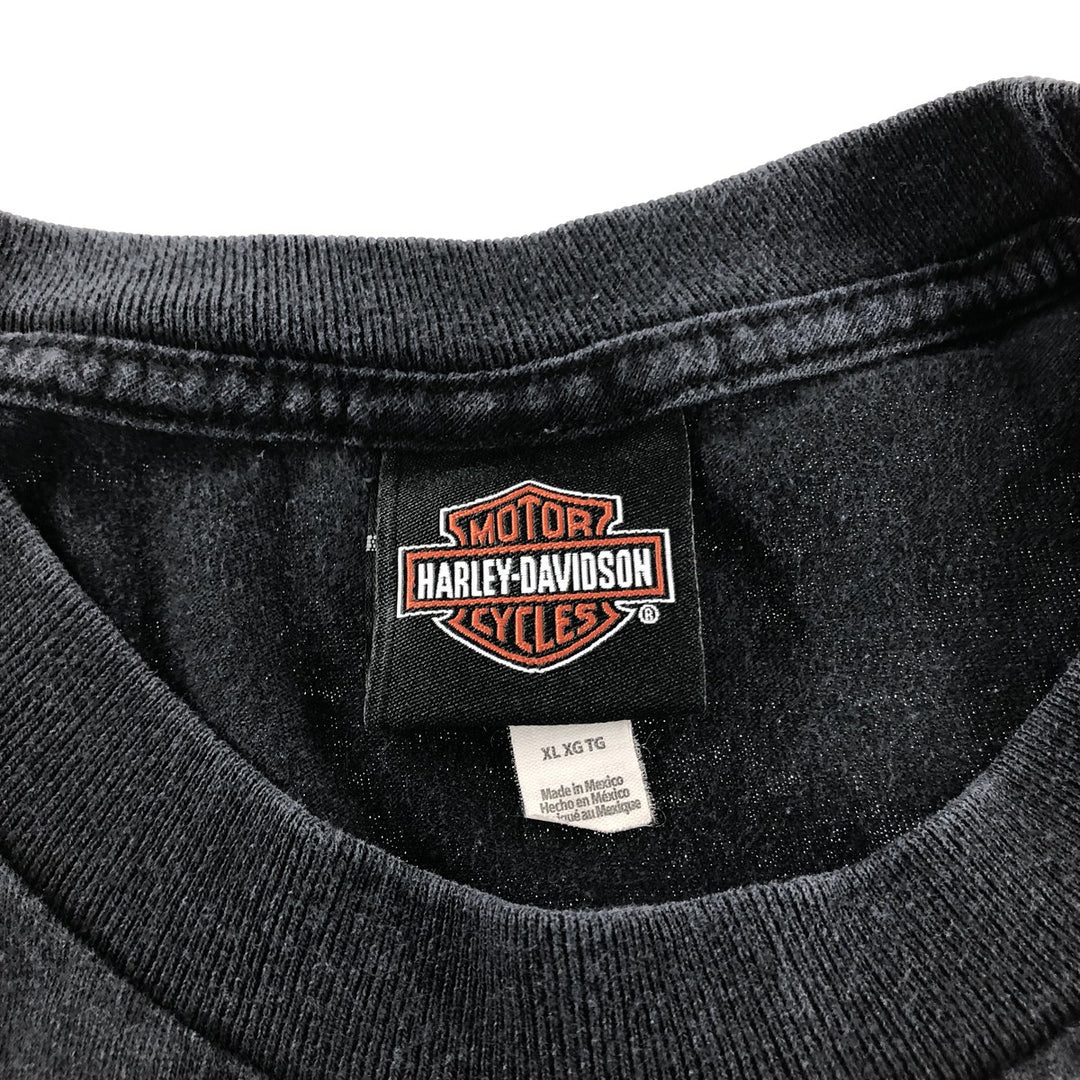 Harley Davidson ALSTYLE Skull Pattern Back Print Motorcycle Bike T-shirt Men's XL cotton black type Vintage Second Hand