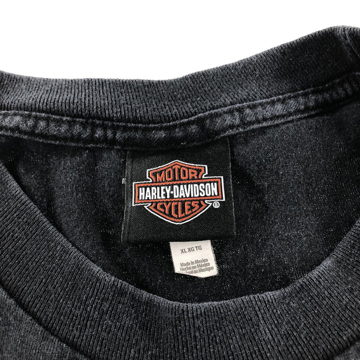 Harley Davidson ALSTYLE Skull Pattern Back Print Motorcycle Bike T-shirt Men's XL cotton black type Vintage Second Hand