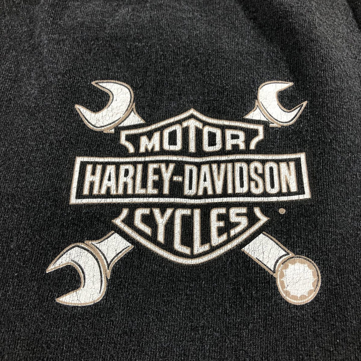 Harley Davidson ALSTYLE Skull Pattern Back Print Motorcycle Bike T-shirt Men's XL cotton black type Vintage Second Hand