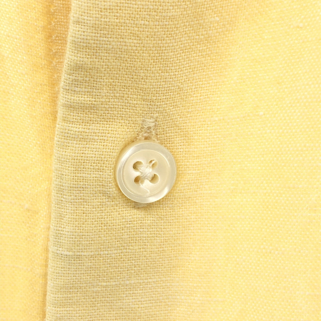 Banana Republic Wide Collar Short Sleeve Linen x Cotton Shirt, Men's Size L linen yellow type Vintage Second Hand