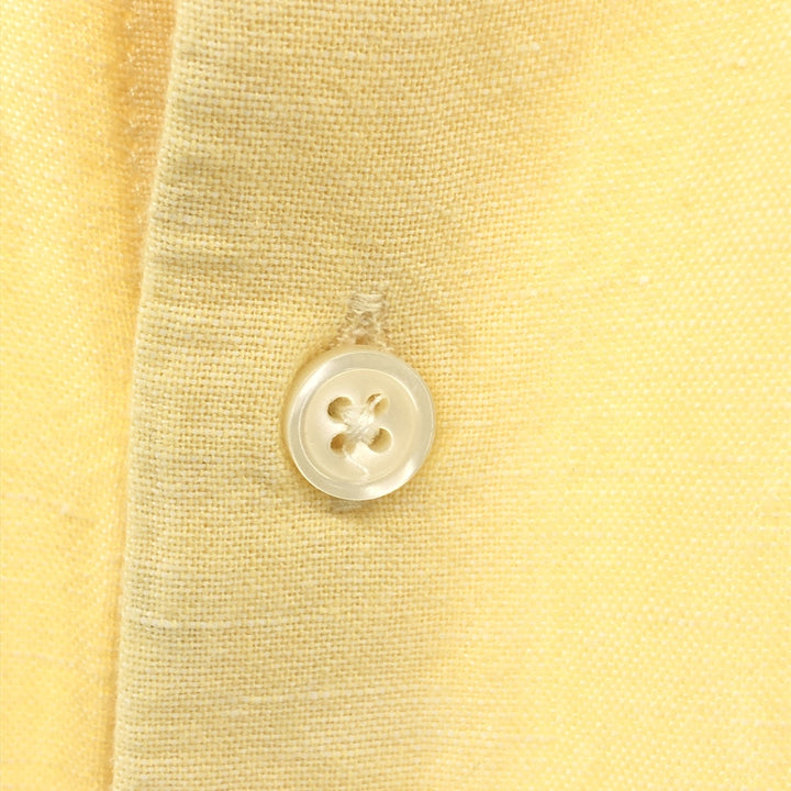 Banana Republic Wide Collar Short Sleeve Linen x Cotton Shirt, Men's Size L linen yellow type Vintage Second Hand