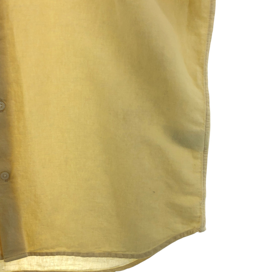 Banana Republic Wide Collar Short Sleeve Linen x Cotton Shirt, Men's Size L linen yellow type Vintage Second Hand