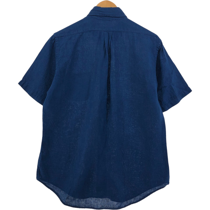 Brooks Brothers Est.1818 REGENT short sleeve linen button down shirt, men's size M linen blue type Vintage Second Hand