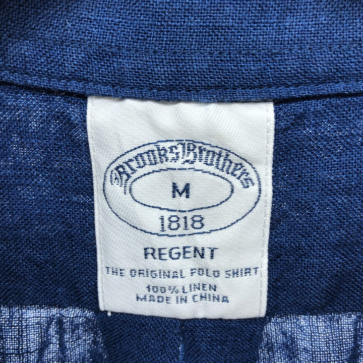 Brooks Brothers Est.1818 REGENT short sleeve linen button down shirt, men's size M linen blue type Vintage Second Hand