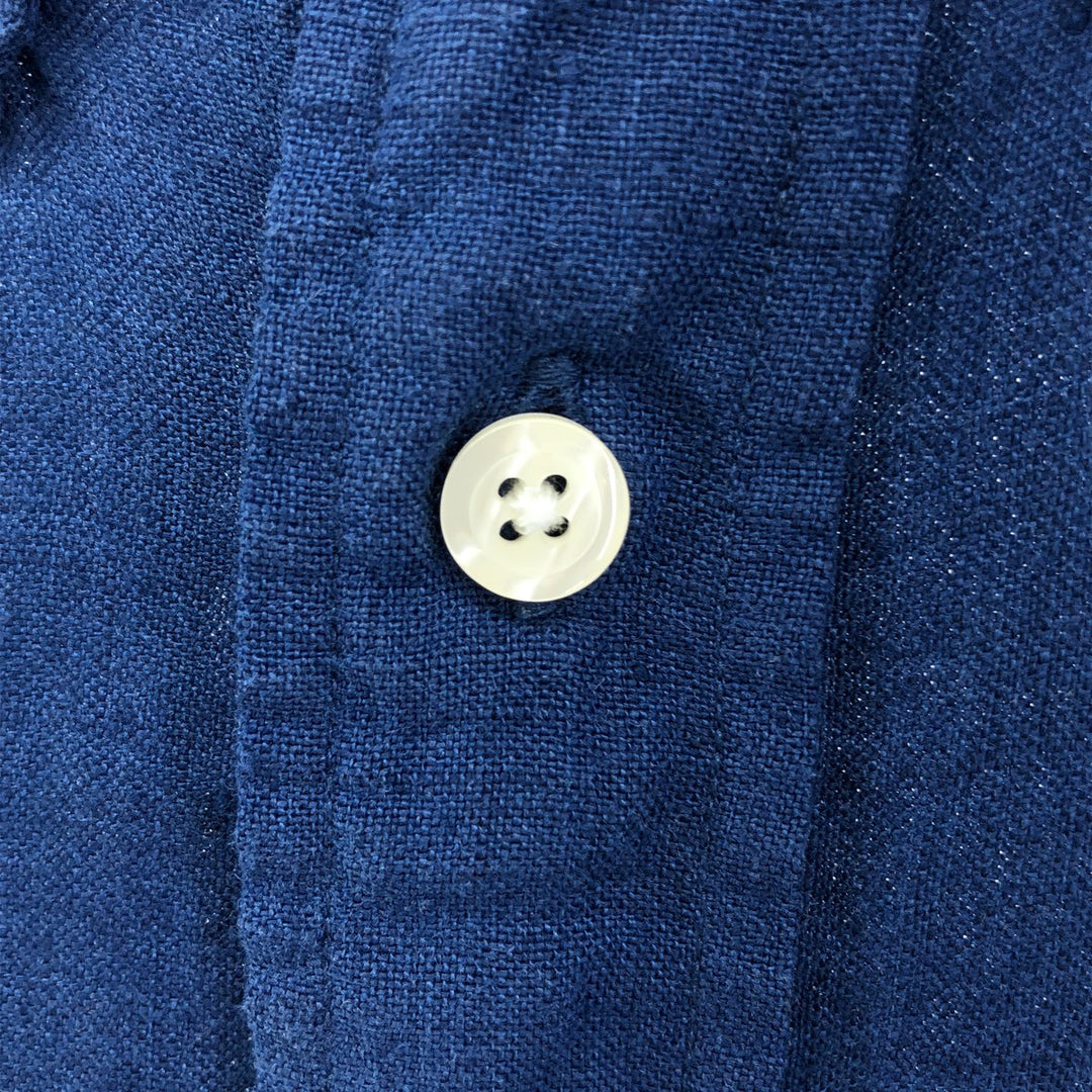 Brooks Brothers Est.1818 REGENT short sleeve linen button down shirt, men's size M linen blue type Vintage Second Hand