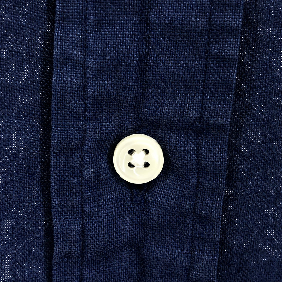 Ralph Lauren Classic Fit short sleeve linen button down shirt, men's size L linen navy blue type Vintage Second Hand