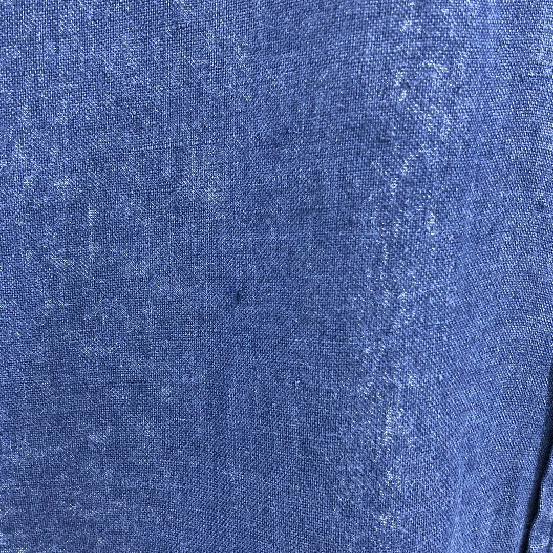 Ralph Lauren Classic Fit short sleeve linen button down shirt, men's size L linen navy blue type Vintage Second Hand