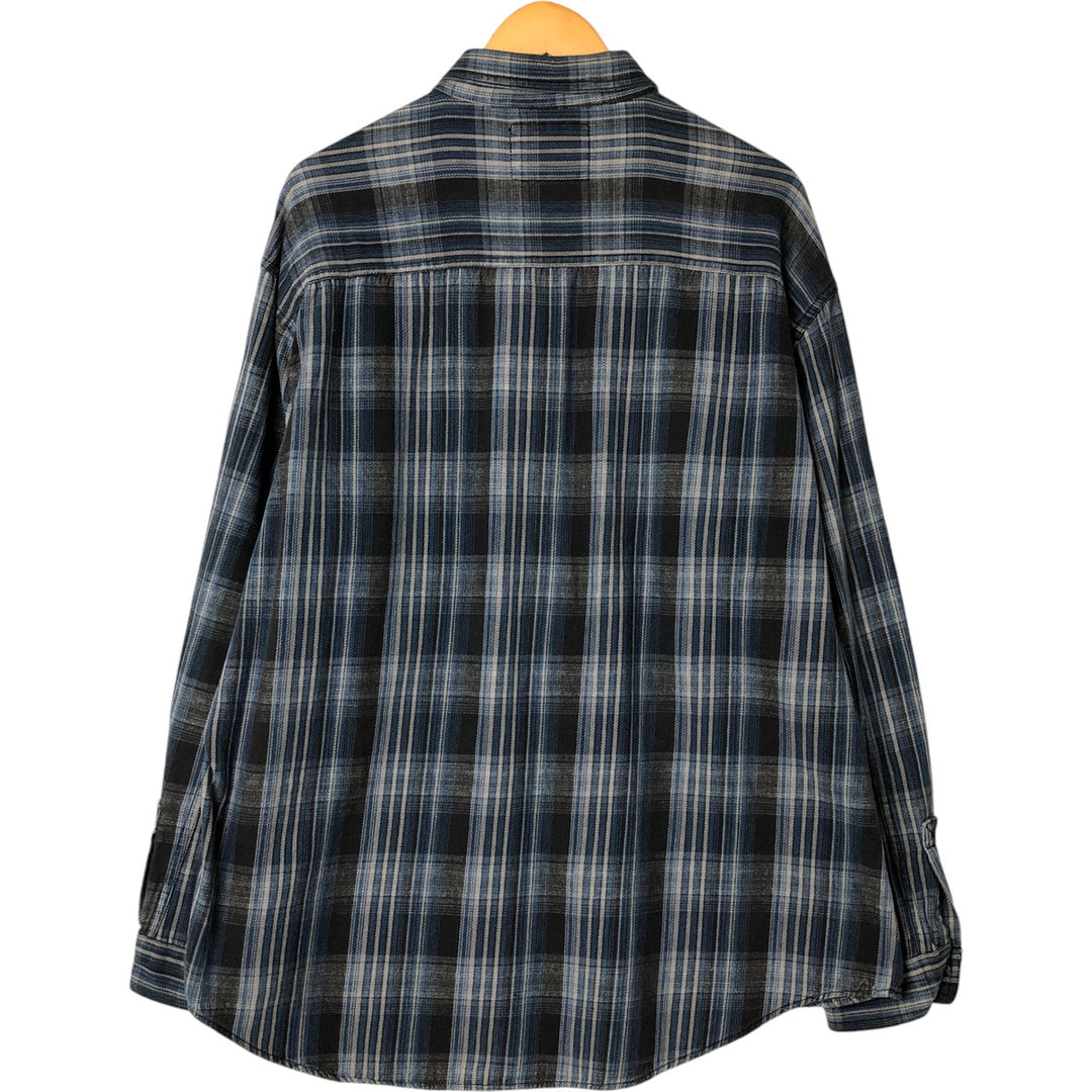 90'S Levi's Long Sleeve Flannel Check Shirt, Men's XL, Vintage cotton blue type Vintage Second Hand