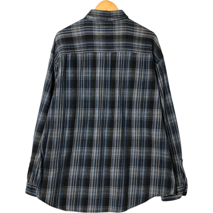 90'S Levi's Long Sleeve Flannel Check Shirt, Men's XL, Vintage cotton blue type Vintage Second Hand