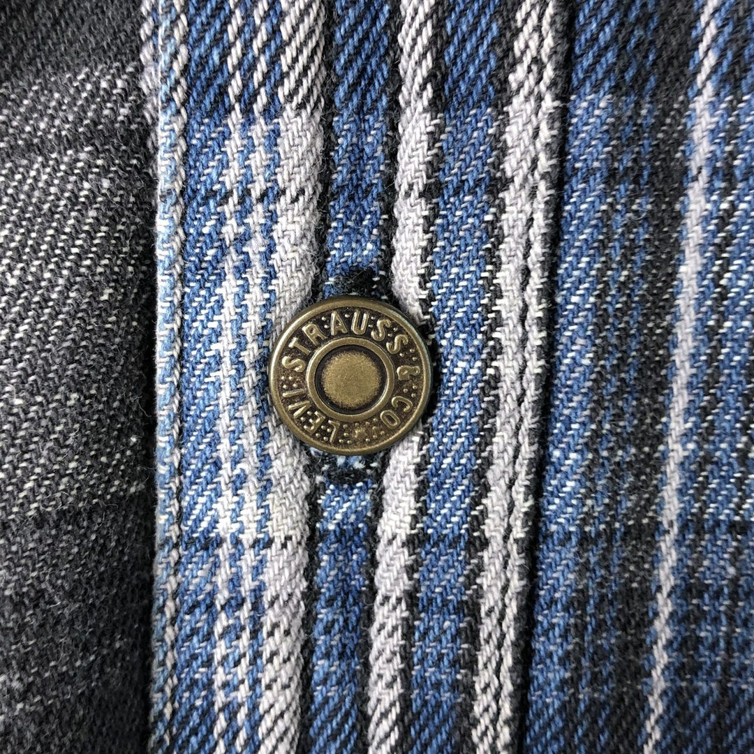 90'S Levi's Long Sleeve Flannel Check Shirt, Men's XL, Vintage cotton blue type Vintage Second Hand