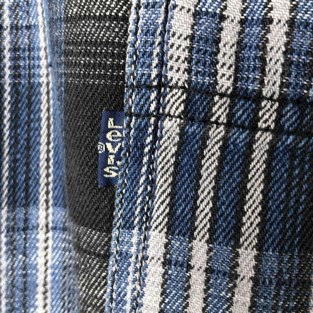 90'S Levi's Long Sleeve Flannel Check Shirt, Men's XL, Vintage cotton blue type Vintage Second Hand