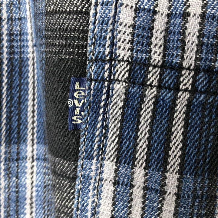 90'S Levi's Long Sleeve Flannel Check Shirt, Men's XL, Vintage cotton blue type Vintage Second Hand