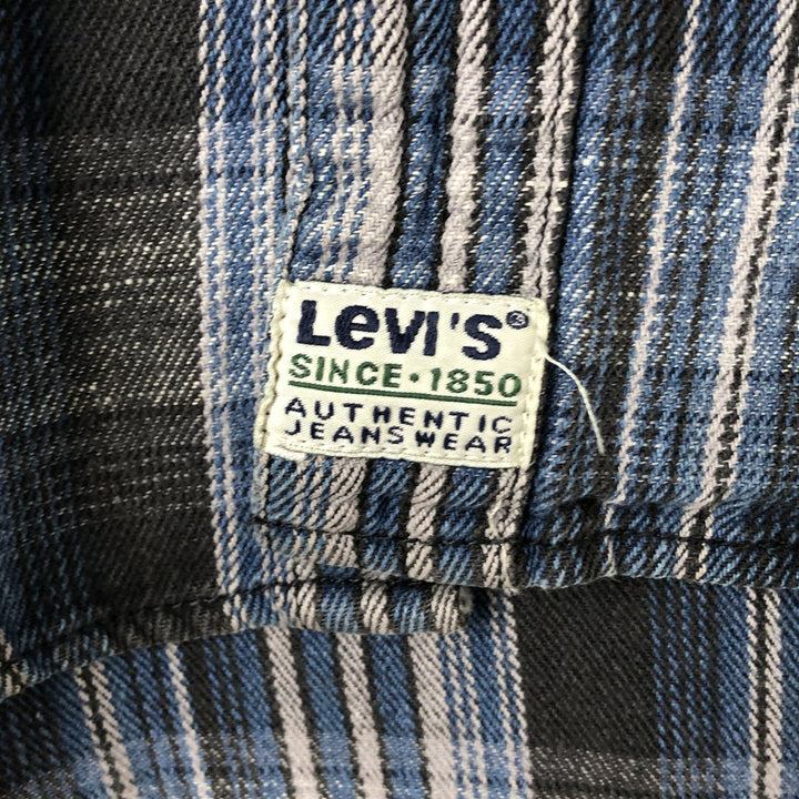 90'S Levi's Long Sleeve Flannel Check Shirt, Men's XL, Vintage cotton blue type Vintage Second Hand
