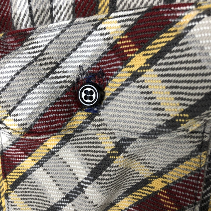 70'S Mr. Leggs Long Sleeve Flannel Check Shirt Made in USA Men's Size L Vintage cotton Beige type Vintage Second Hand
