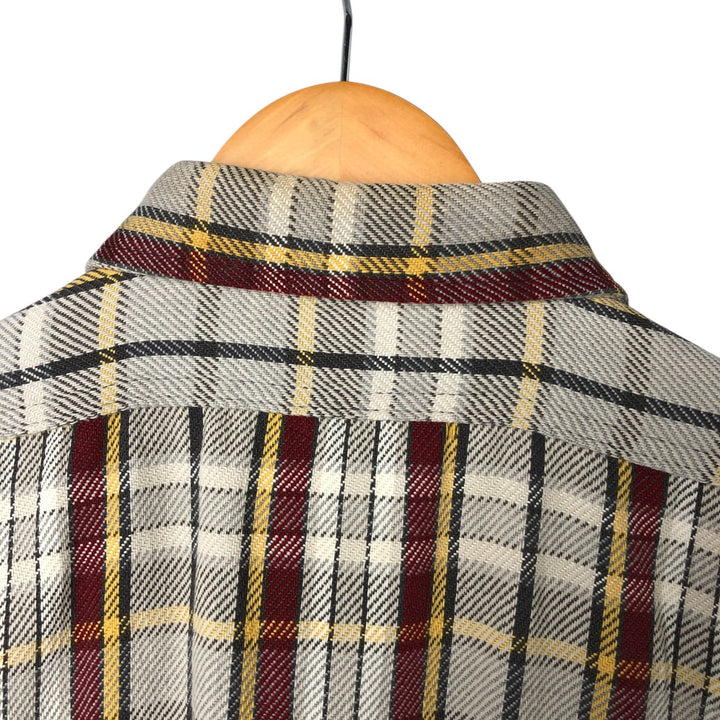 70'S Mr. Leggs Long Sleeve Flannel Check Shirt Made in USA Men's Size L Vintage cotton Beige type Vintage Second Hand