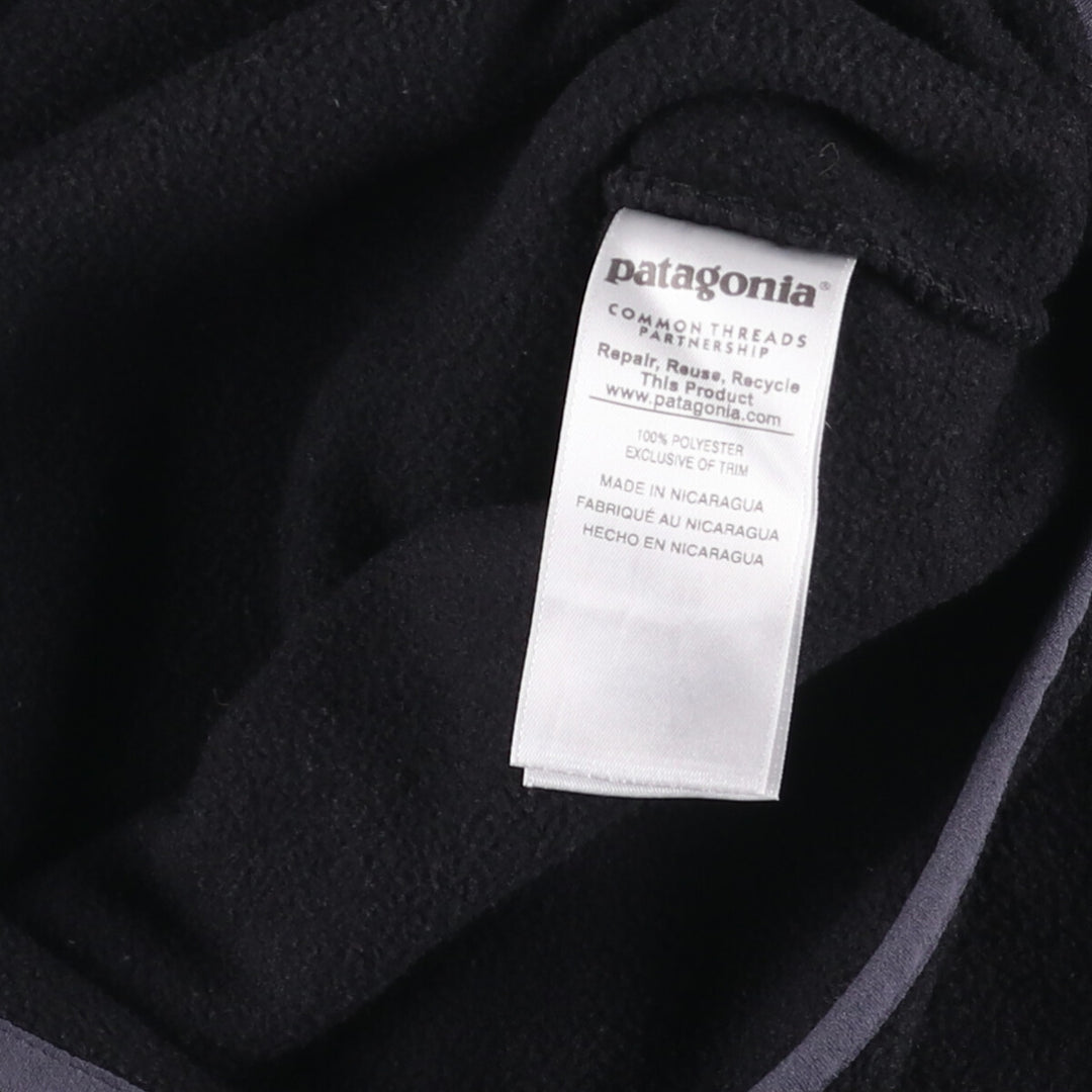 Patagonia Lightweight Synchilla Snap Tee (25580FA16) - Half-Snap Fleece Pullover, Men's Size Small polyester black type Vintage Second Hand