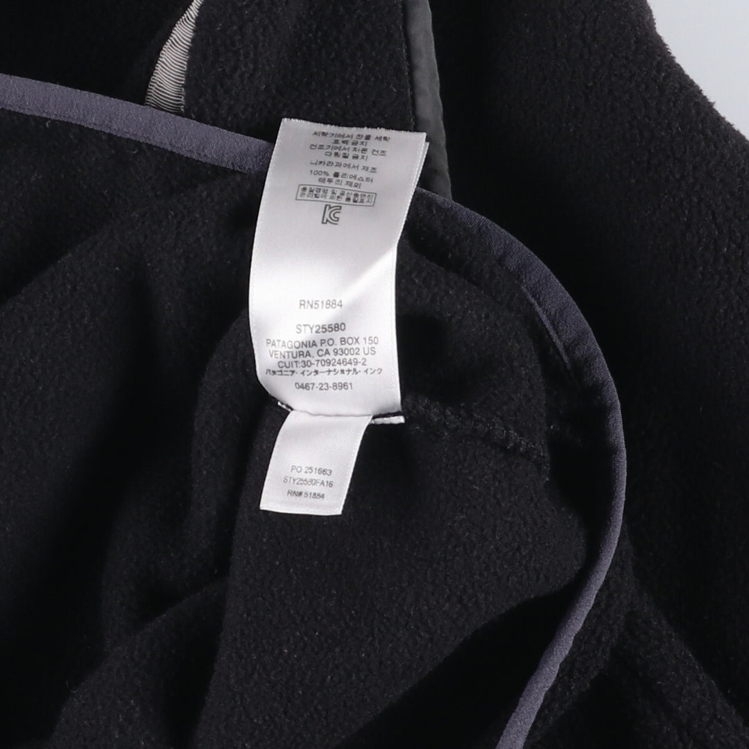 Patagonia Lightweight Synchilla Snap Tee (25580FA16) - Half-Snap Fleece Pullover, Men's Size Small polyester black type Vintage Second Hand