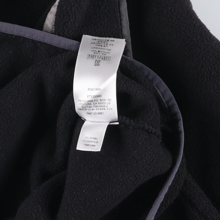 Patagonia Lightweight Synchilla Snap Tee (25580FA16) - Half-Snap Fleece Pullover, Men's Size Small polyester black type Vintage Second Hand