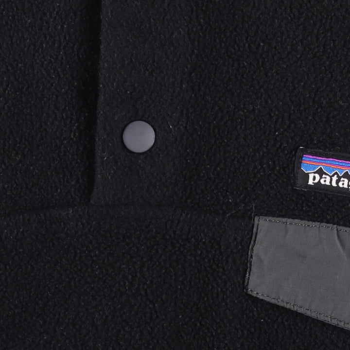Patagonia Lightweight Synchilla Snap Tee (25580FA16) - Half-Snap Fleece Pullover, Men's Size Small polyester black type Vintage Second Hand