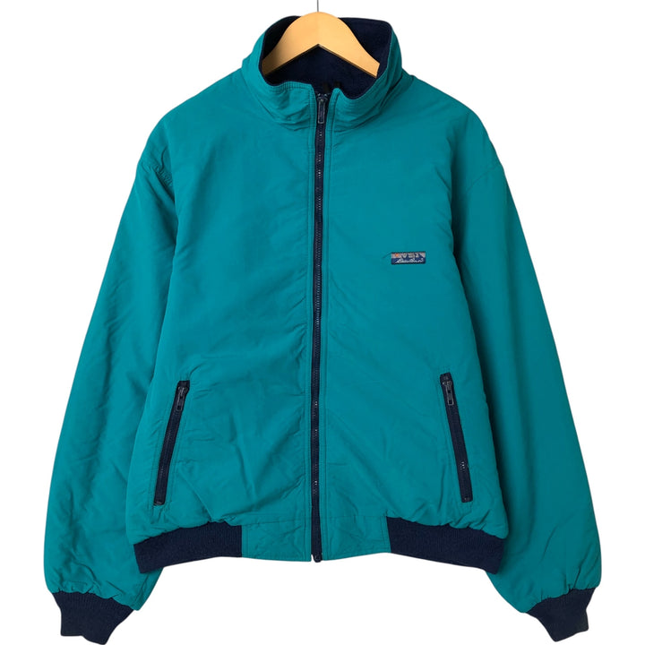 80s-90'S Eddie Bauer padded nylon jacket with black tag, made in USA, men's size L Nylon turquoise blue Vintage Second Hand