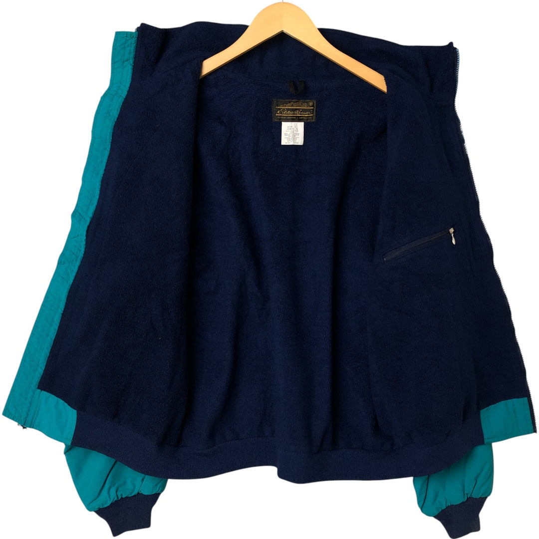 80s-90'S Eddie Bauer padded nylon jacket with black tag, made in USA, men's size L Nylon turquoise blue Vintage Second Hand