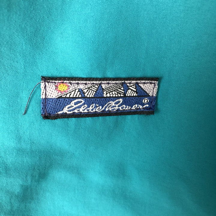 80s-90'S Eddie Bauer padded nylon jacket with black tag, made in USA, men's size L Nylon turquoise blue Vintage Second Hand