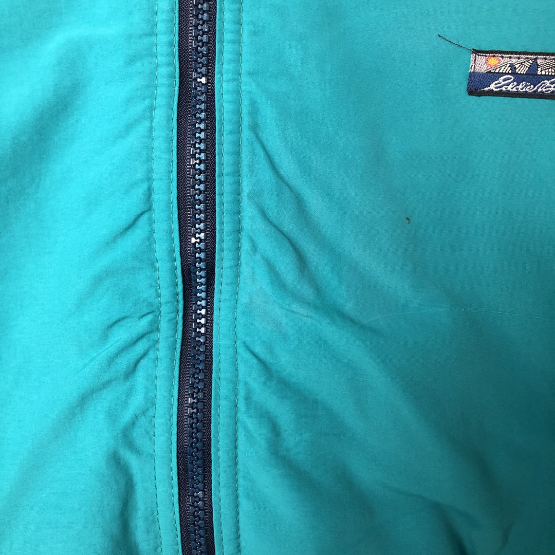 80s-90'S Eddie Bauer padded nylon jacket with black tag, made in USA, men's size L Nylon turquoise blue Vintage Second Hand
