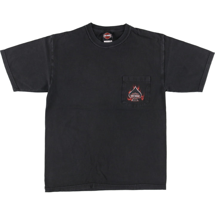 00'S Harley-Davidson Hanes BEEFY-T Motorcycle Bike T-shirt Made in USA Men's M size cotton black type Vintage Second Hand