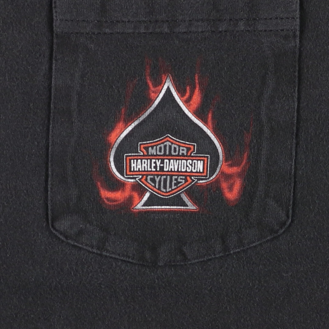 00'S Harley-Davidson Hanes BEEFY-T Motorcycle Bike T-shirt Made in USA Men's M size cotton black type Vintage Second Hand