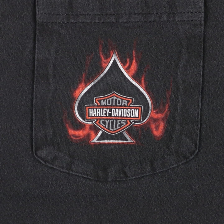 00'S Harley-Davidson Hanes BEEFY-T Motorcycle Bike T-shirt Made in USA Men's M size cotton black type Vintage Second Hand