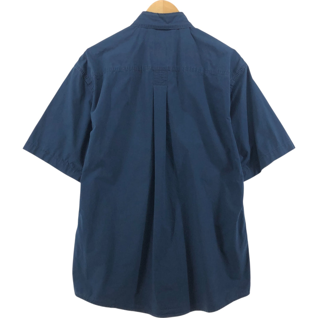 Timberland short sleeve button down shirt, men's size L cotton Navy blue Vintage Second Hand