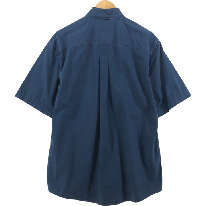 Timberland short sleeve button down shirt, men's size L cotton Navy blue Vintage Second Hand