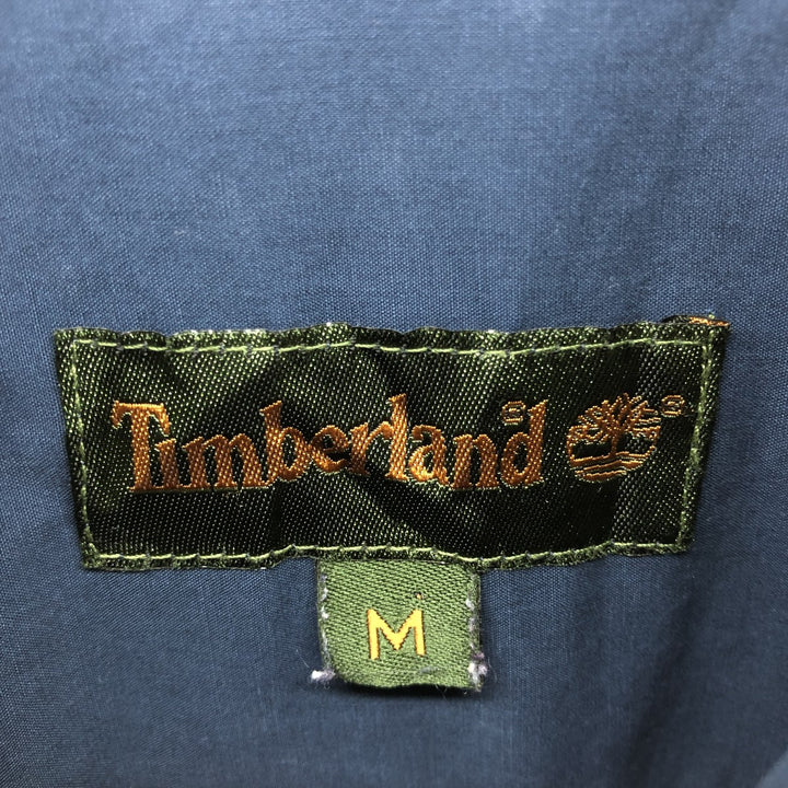 Timberland short sleeve button down shirt, men's size L cotton Navy blue Vintage Second Hand