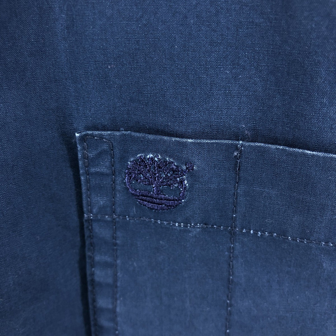 Timberland short sleeve button down shirt, men's size L cotton Navy blue Vintage Second Hand