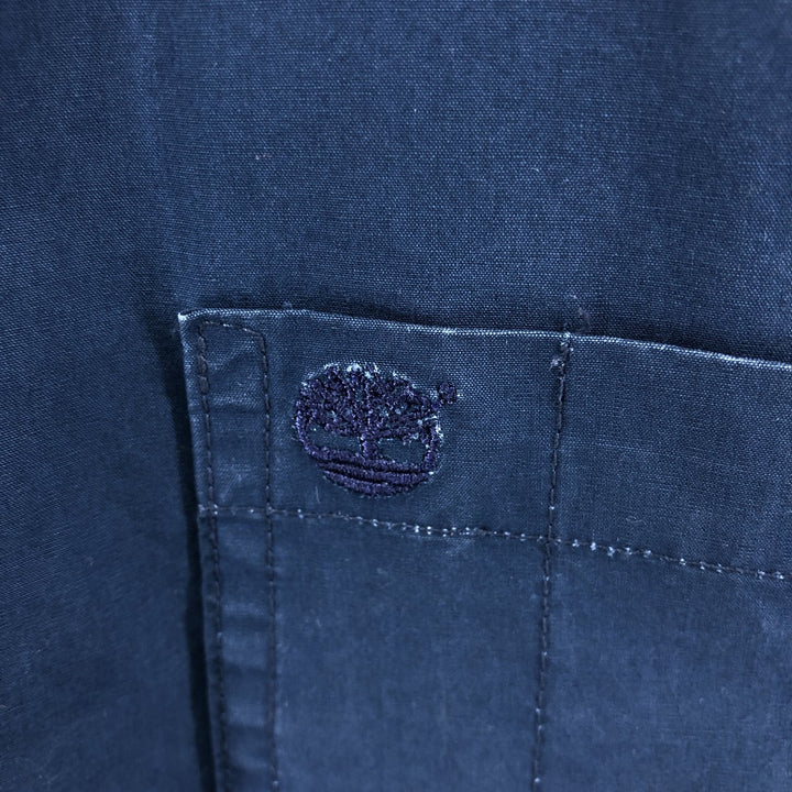 Timberland short sleeve button down shirt, men's size L cotton Navy blue Vintage Second Hand